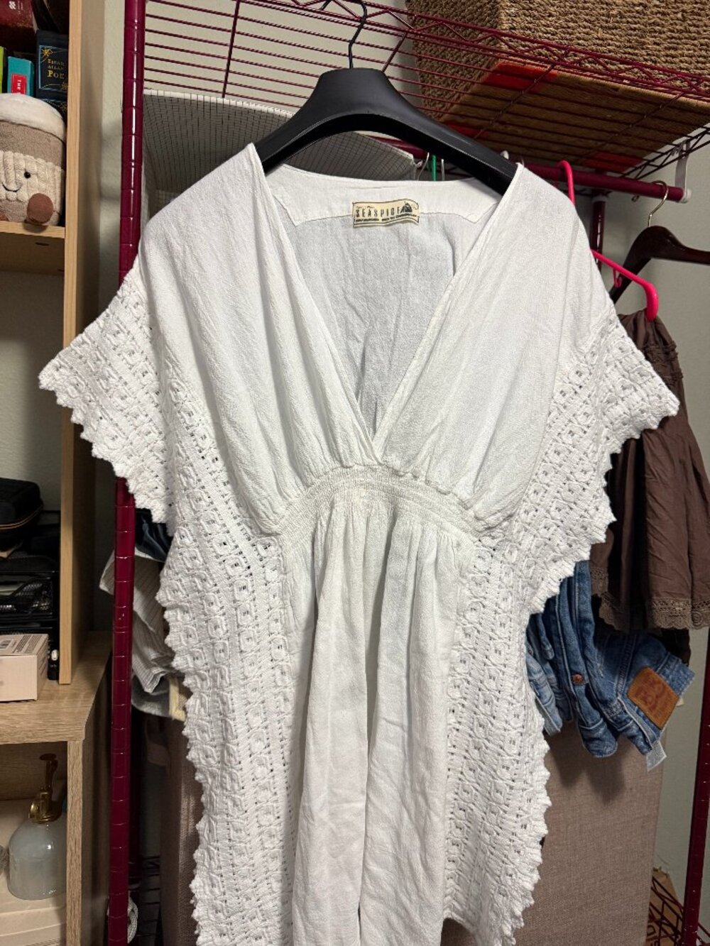 Seaspice White Crochet Trim Resort Tunic Cover-Up Top – Large